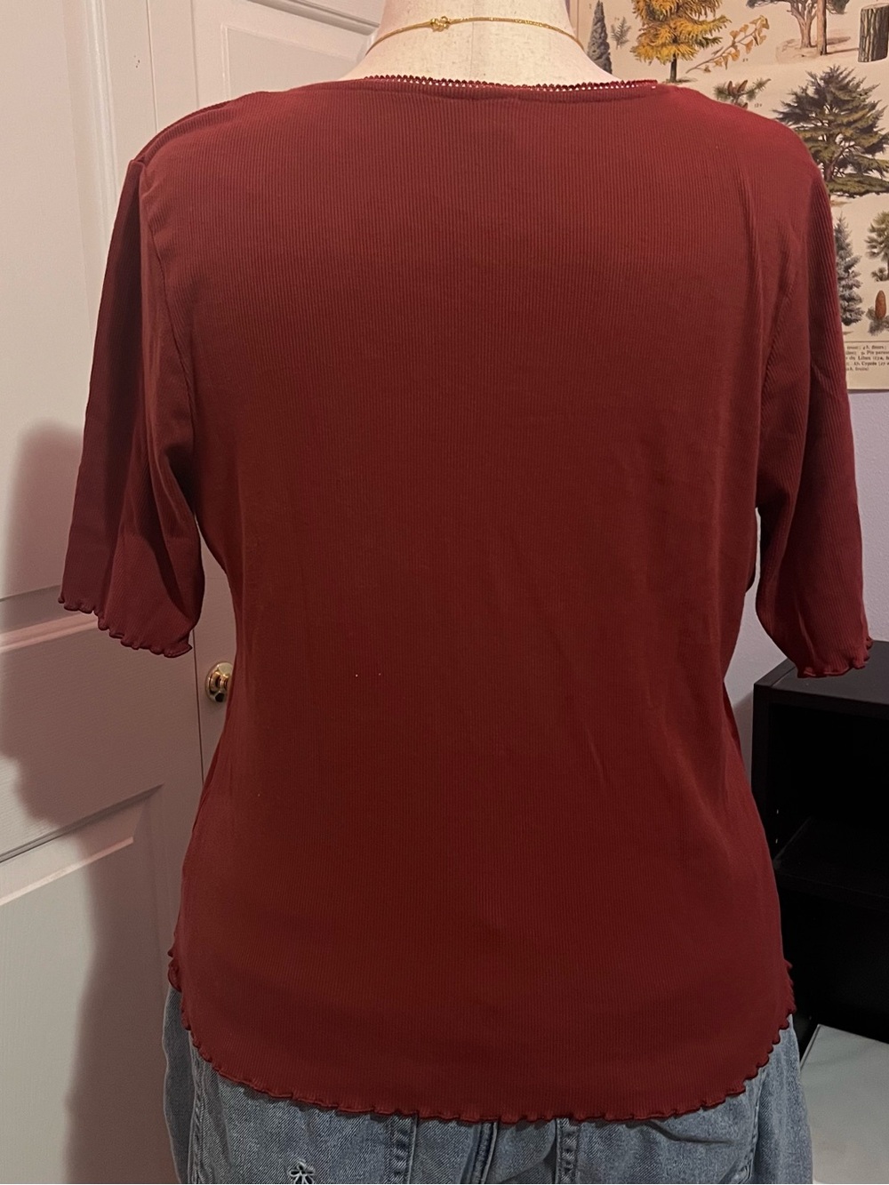 Women’s Ruched Ribbed Tee - Rust - Picture 3 of 3